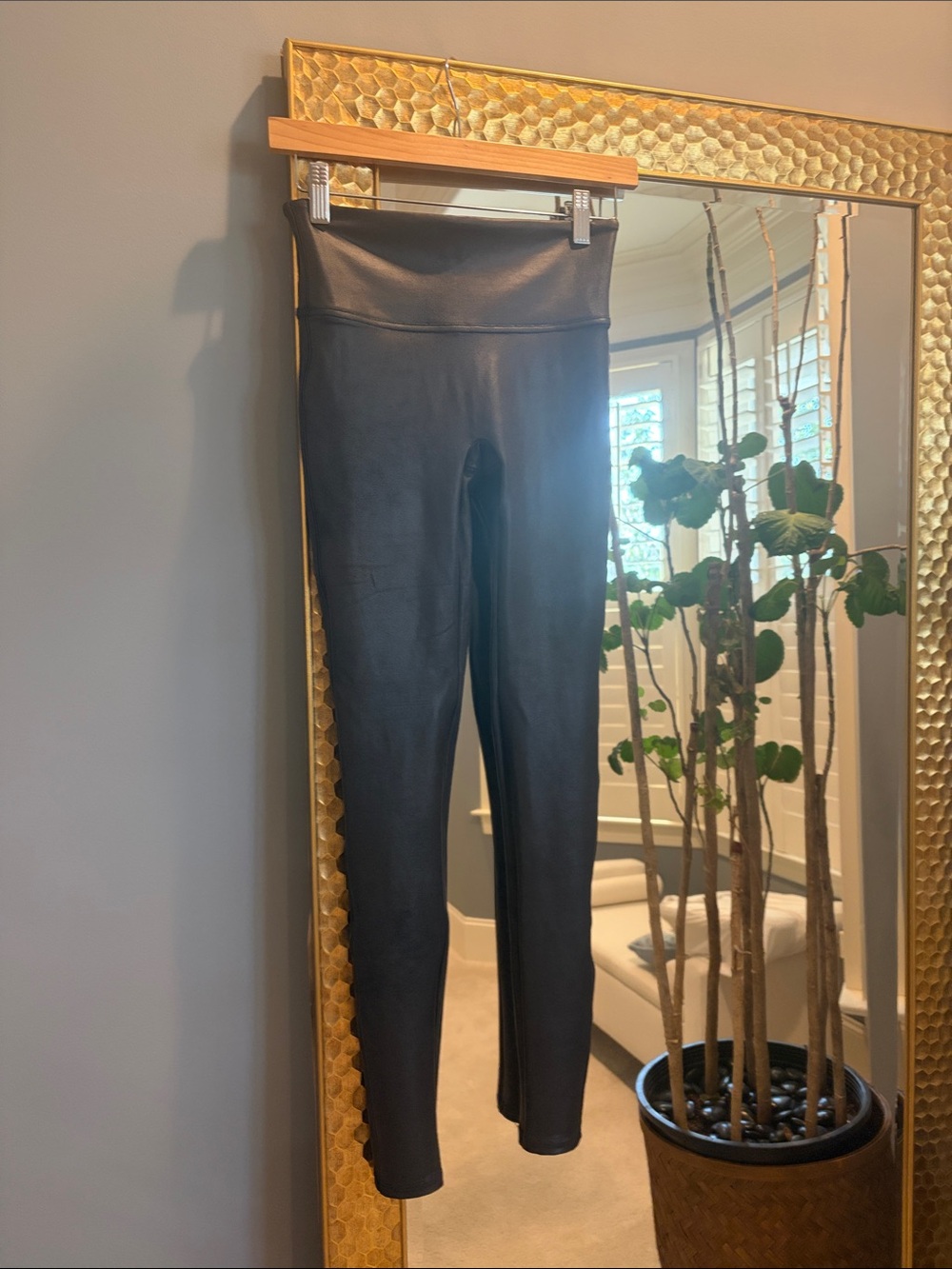 SPANX Black High-Waist Faux Leather Leggings